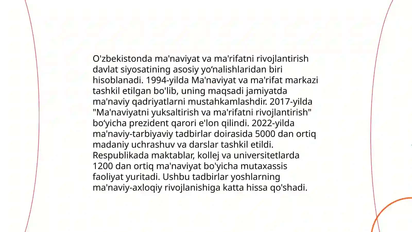 Yangi O'zbekistonda amalga oshirilayotgan ma'naviy o'zgarishlar 4