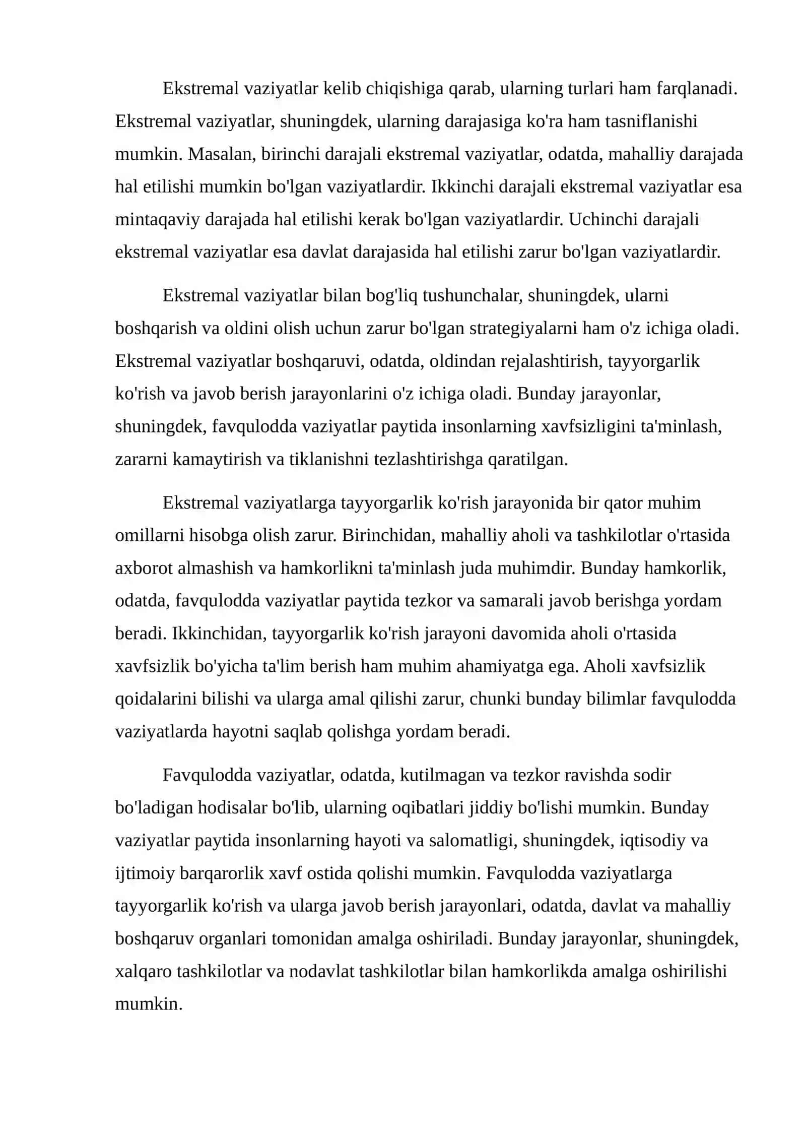 Ekstremal va favqulodda vaziyatlar haqida zomonaviy tushunchalar 4