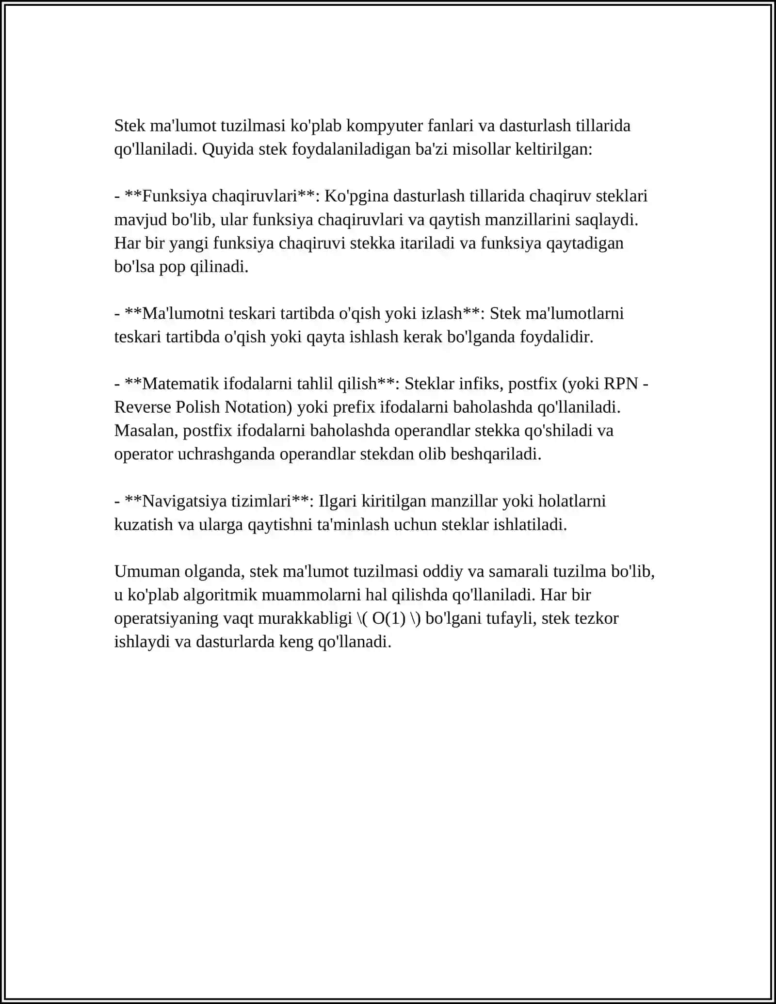 STACK TUZILMASINI MATN MUHARRIRIDA UNDO/REDO FUNKSIYASIGA TADBIQI 4