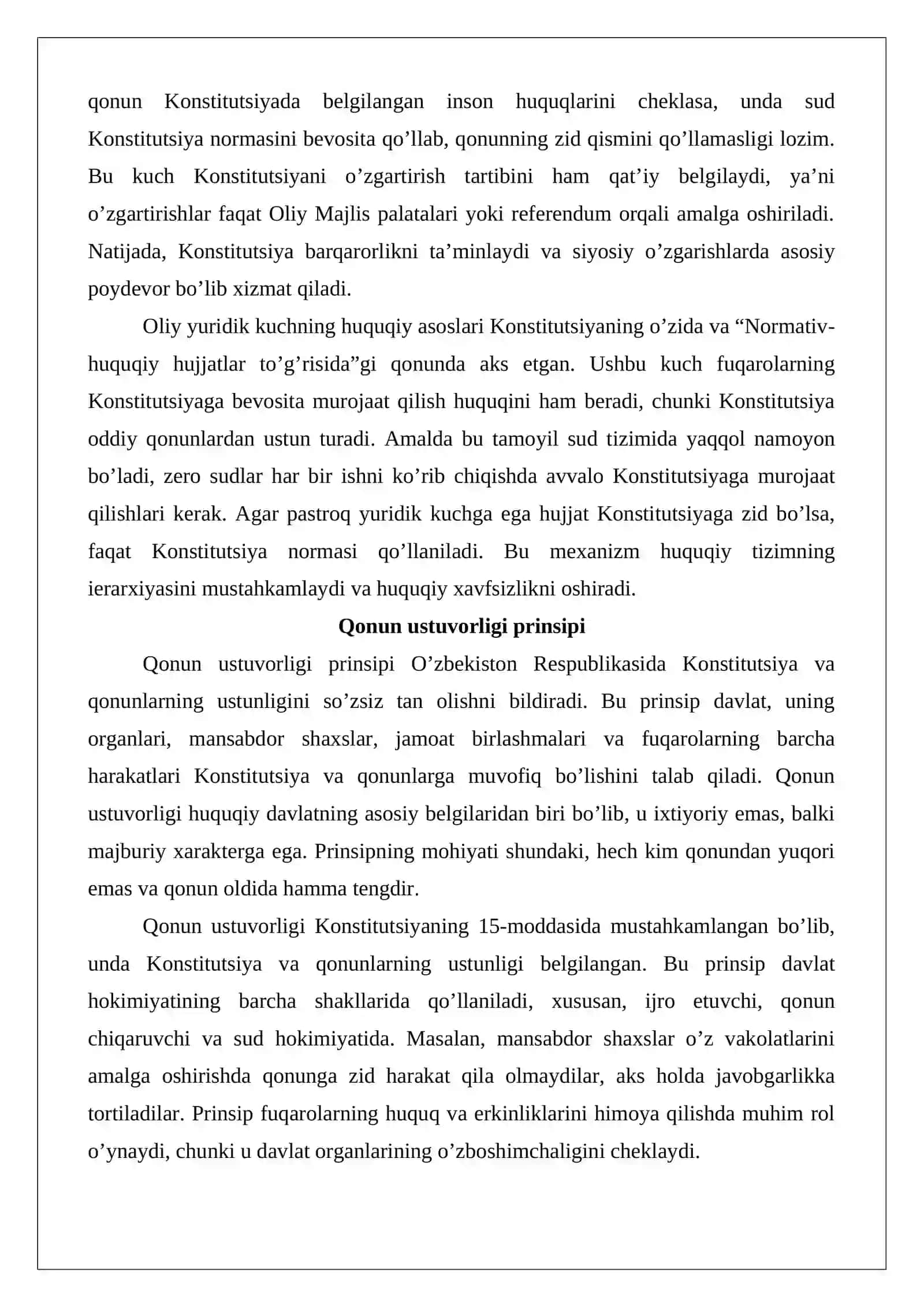 O’zbekiston Respublikasi Konstitutsiyasi normalarining to’g’ridan-to’g’ri qo’llanilishi 4