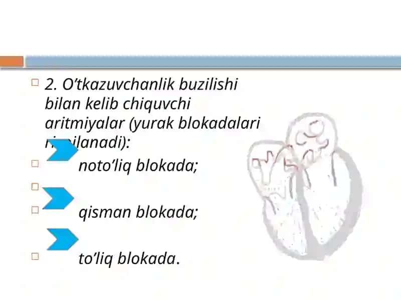 ARITMIYALAR. EKG HAQIDA TUSHUNCHA. YURAK AVTOMATIZM FUNKSIYALARINI BUZILISHI 4
