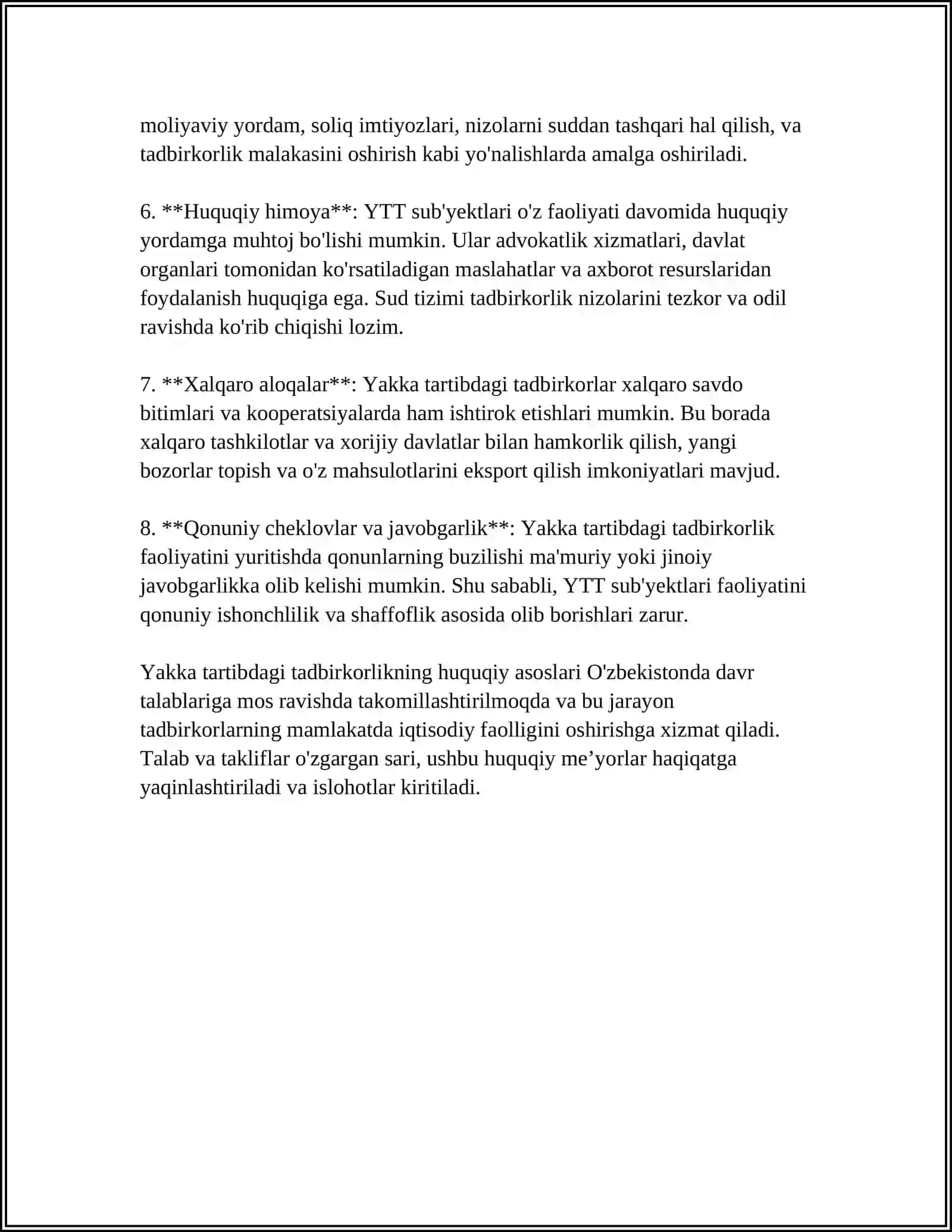 Yakka tartibdagi tadbirkorlik mavzusida referat 4