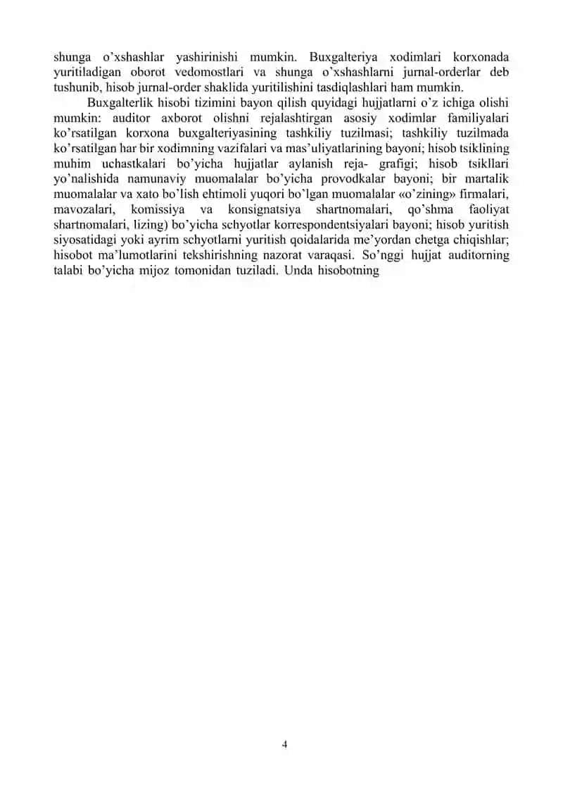 Auditorlik tekshiruvi vaqtida ichki nazorat tizimini o’rganish hamda baholash 4
