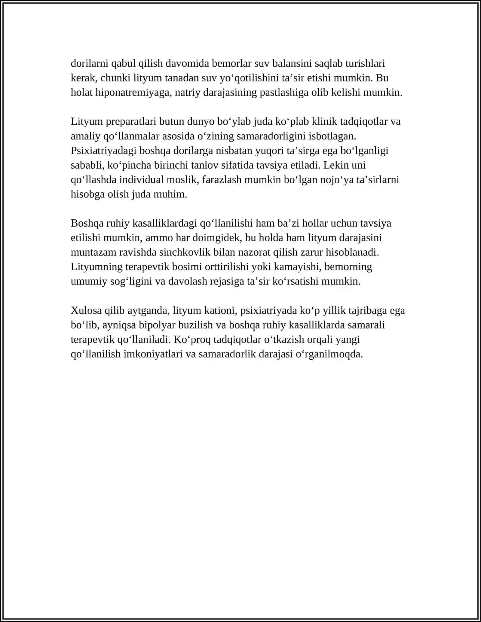 LI KATIONINI TIBBIYOTDA QOLLANISHI VA ANALITIK REAKSIYALARI 4