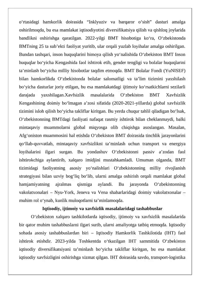 O‘zbekiston Respublikasining xalqaro va mintaqaviy tashkilotlarda ishtiroki 4
