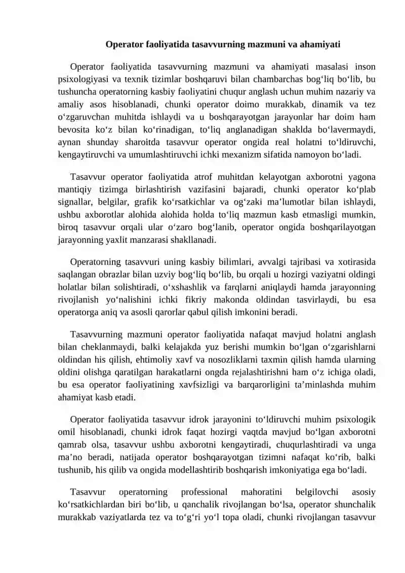 Operator faoliyatidatasavvurning o’rni 4