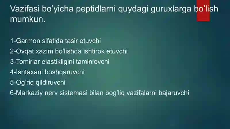 Peptidlar va Oqsillar 4