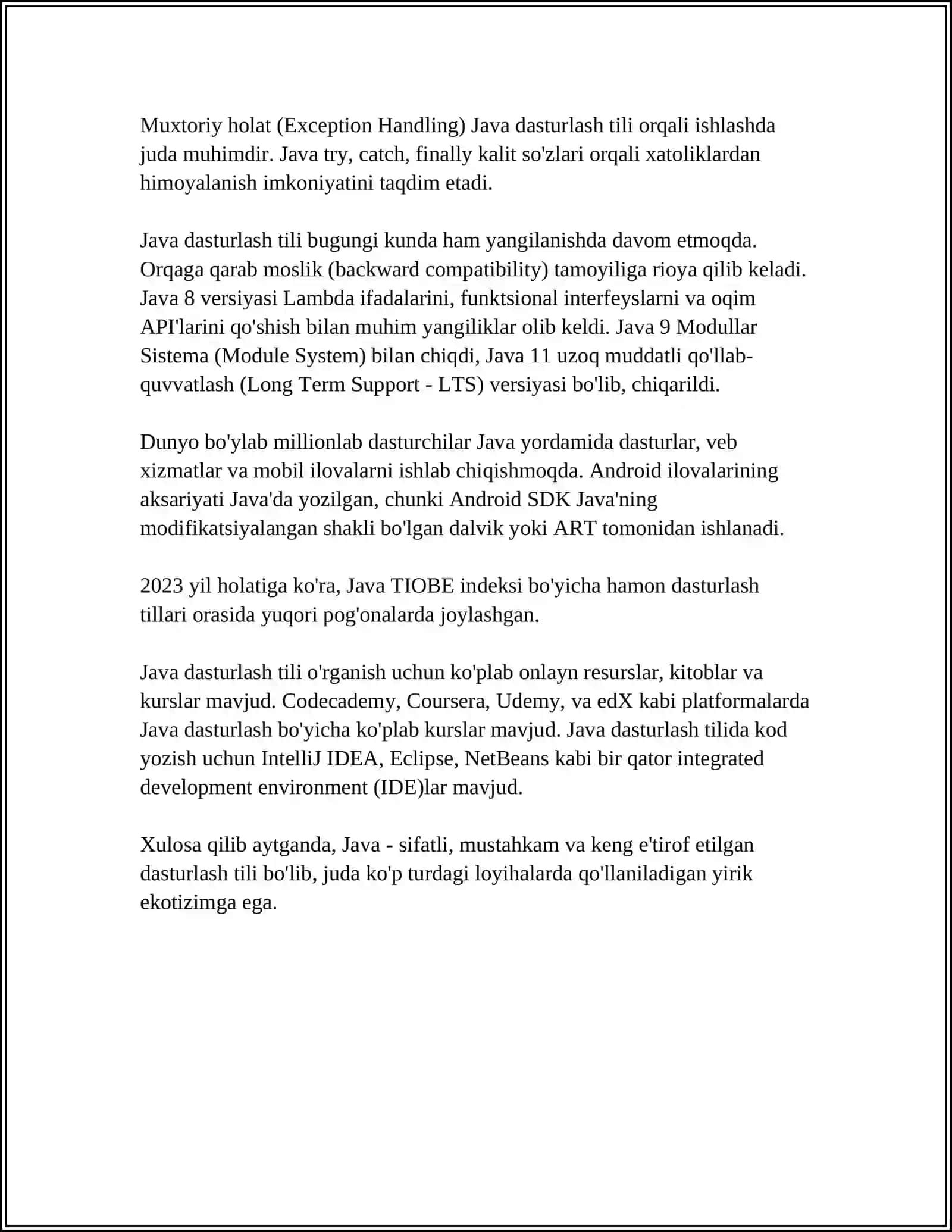 JAVA TIZIMI ORQALI PEDAGOGIK ILOVALAR YARATISH TEXNOLOGIYASI 4