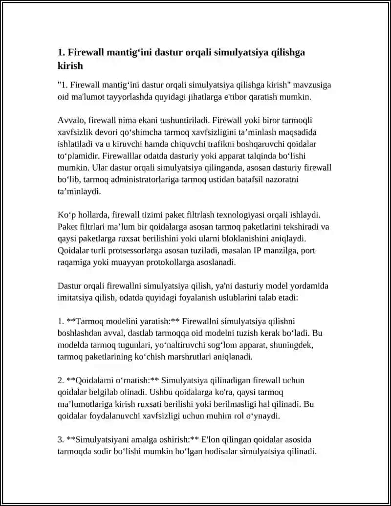 Firewall mantig‘ini dastur orqali simulyatsiya qilish 4