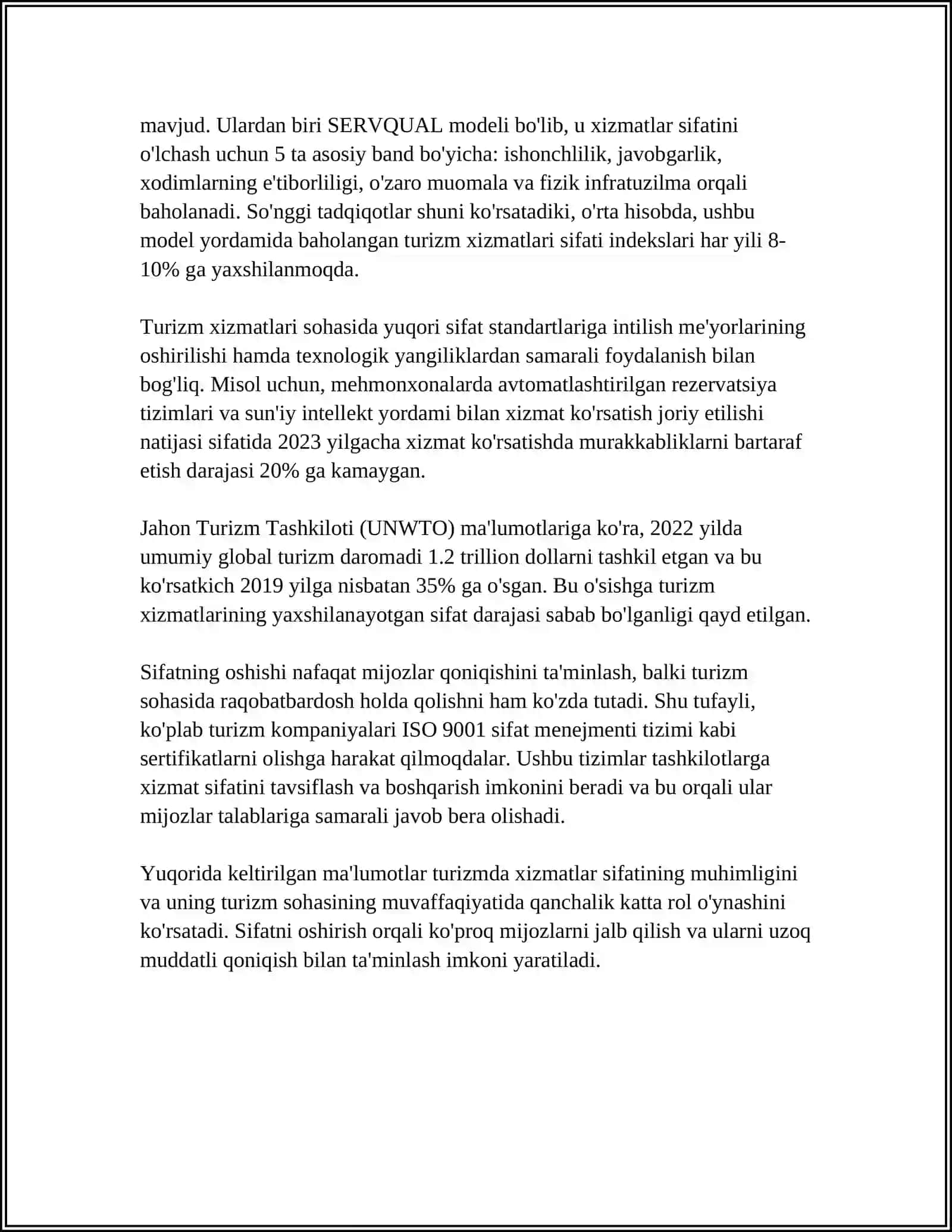 TURIZMDA XIZMATLAR SIFATINI BAHOLASH 4