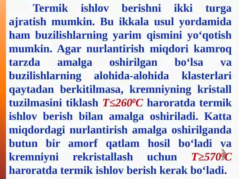 Termik ishlov, berish (yumshatish) va diffuziya 4