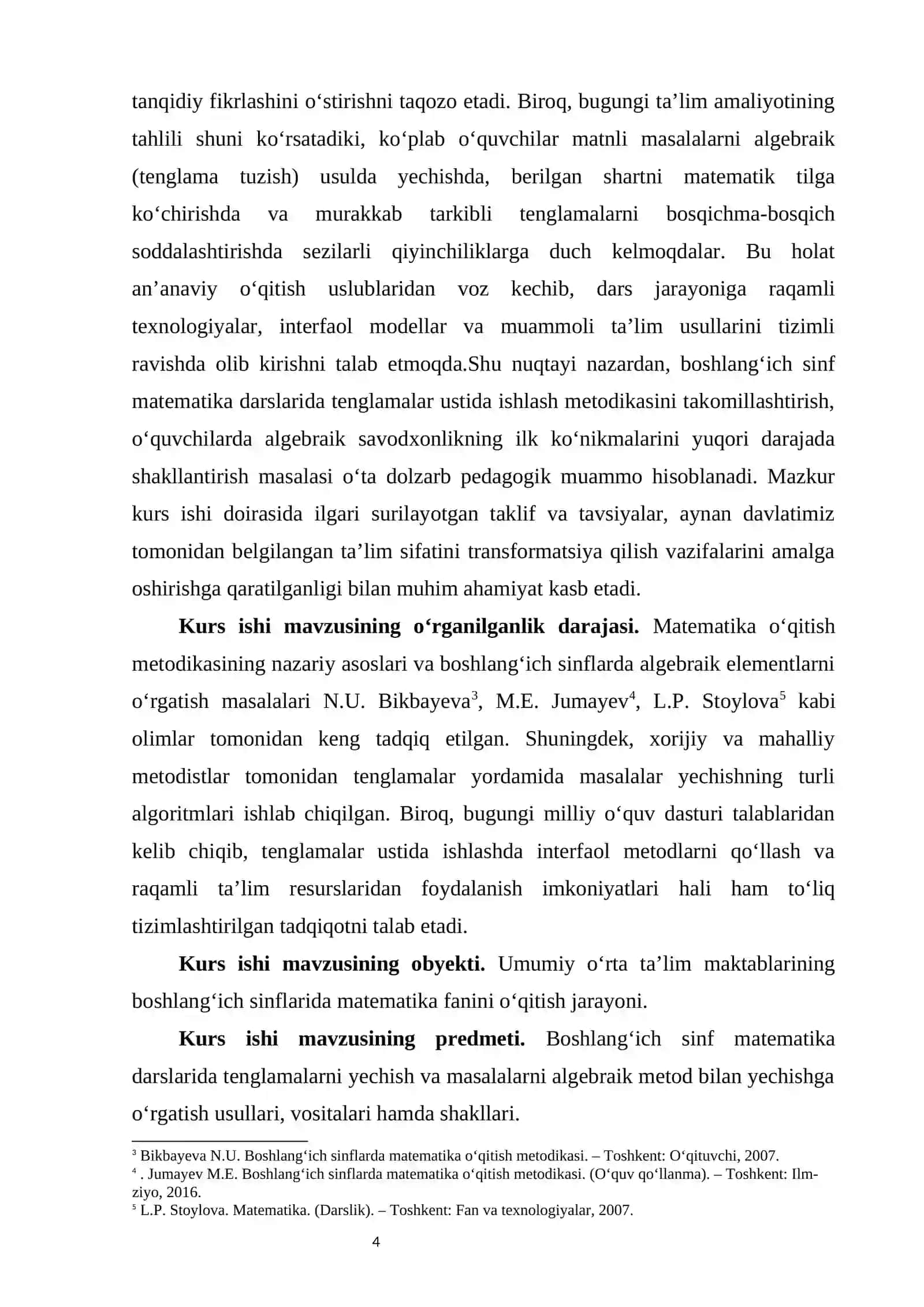 Tenglamalar ustida ishlash metodikasi kurs ishi 4