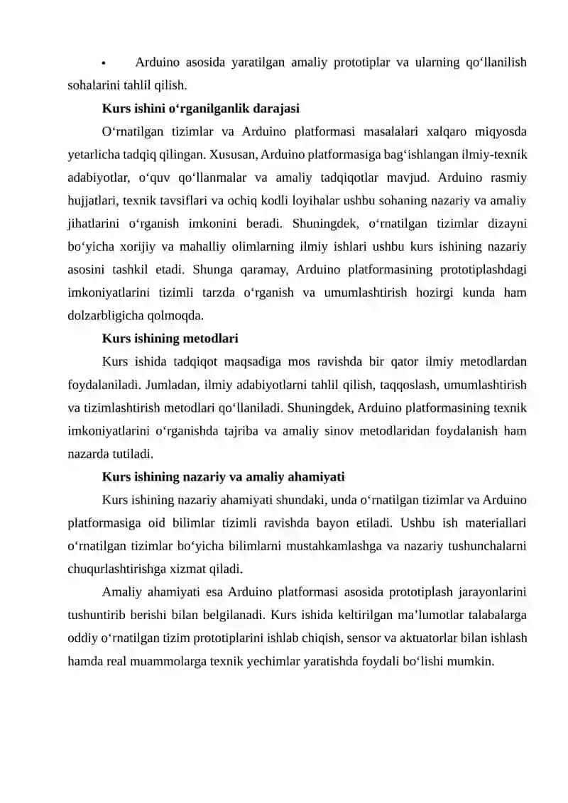ARDUINO PLATFORMASI VA ORNATILGAN TIZIMLARNI PROTOTIPLASH 4