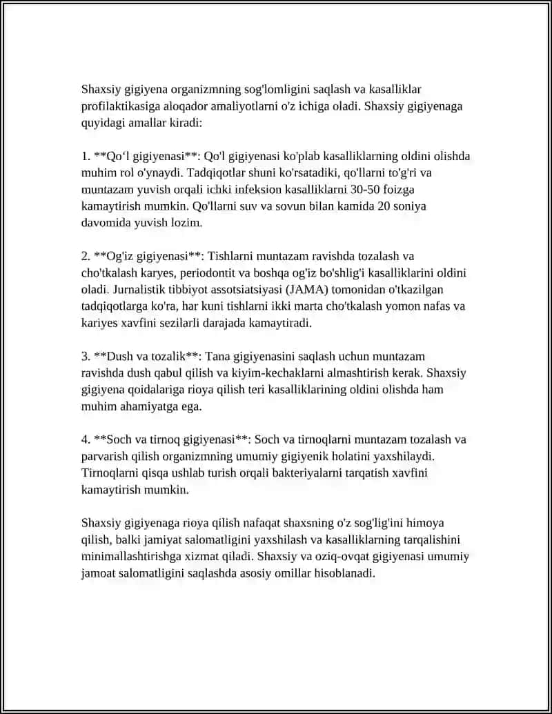 Oziq-ovqat gigiyenasi va shaxsiy gigiyena 4