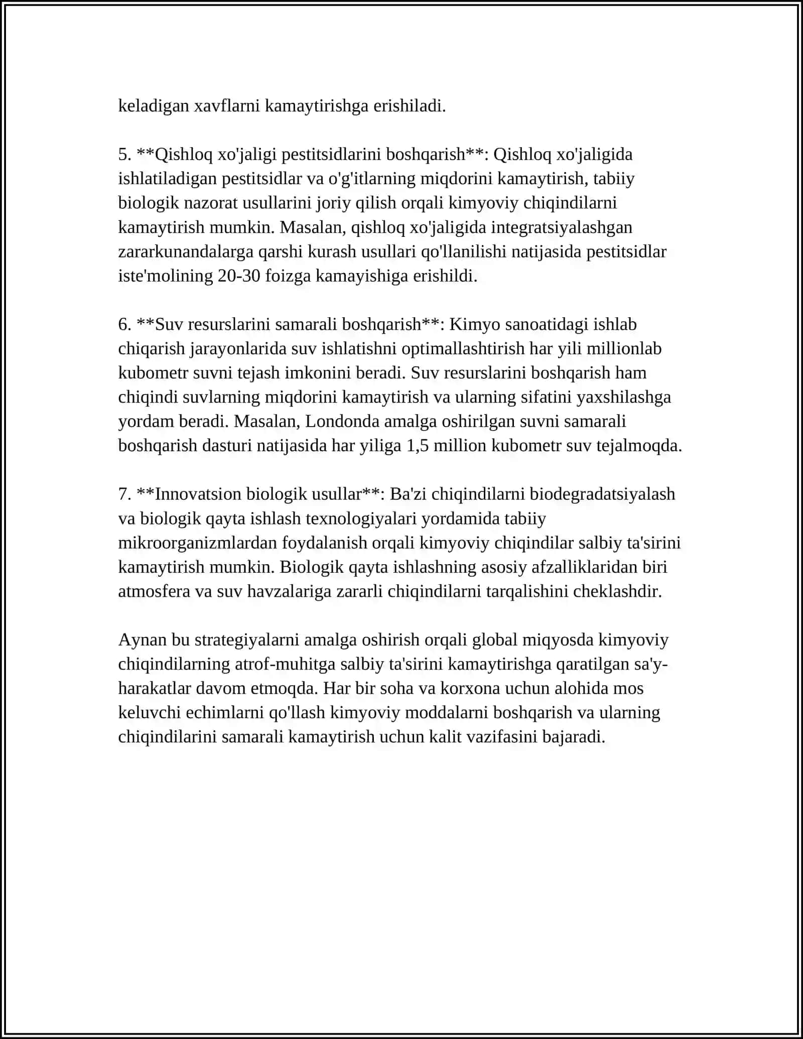 KIMYOVIY TEXNOLOGIYA JARAYONLARIDA CHIQINDILARNI KAMAYTIRISH VA QAYTA ISHLASH 4