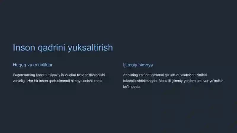 Inson qadrini yuksaltirish va erkin fuqarolik jamiyatini yanada rivojlantirish orqali xalqparvar davlat barpo etish 4
