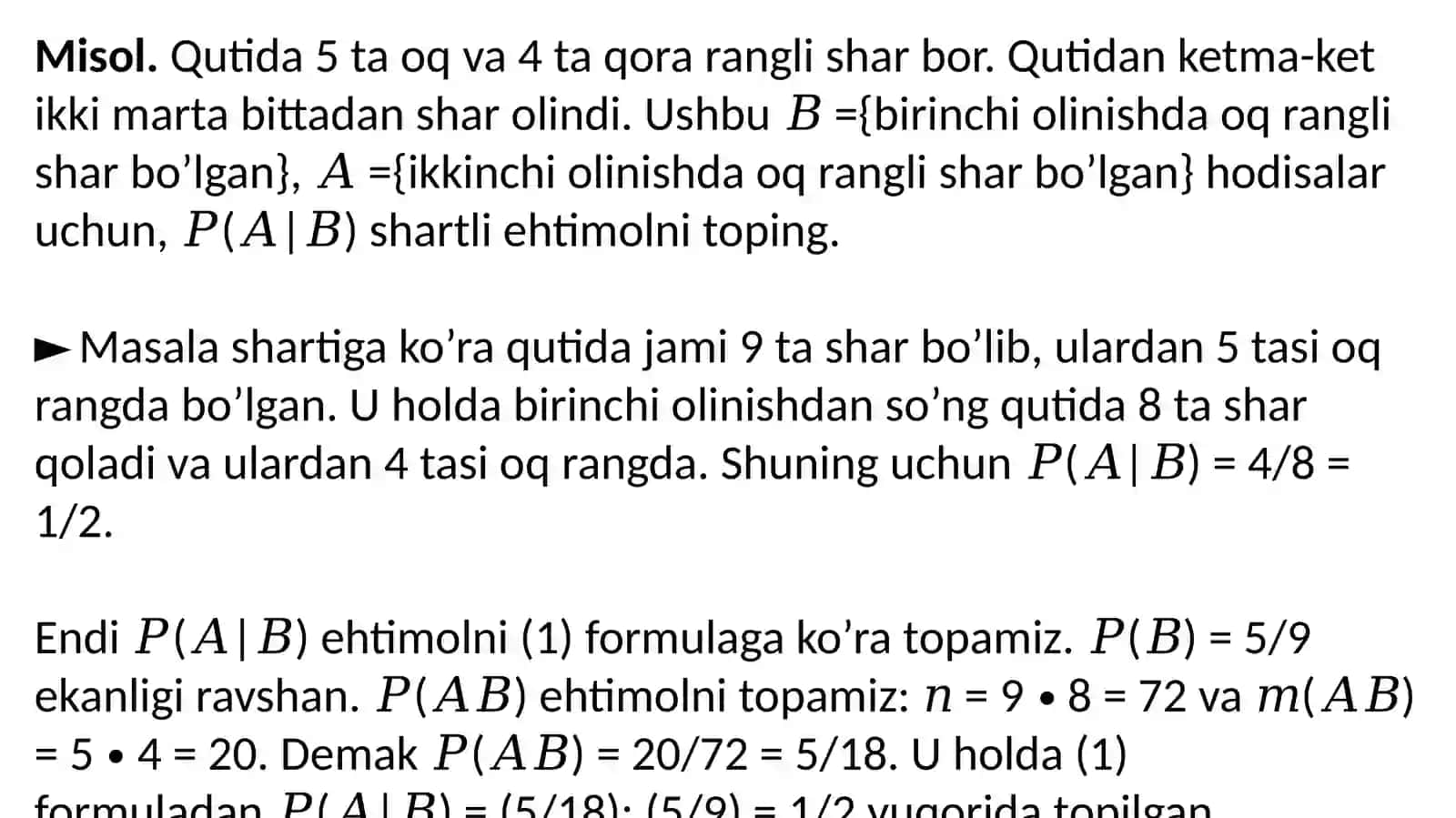 Ehtimollarni qo‘shish va ko‘paytirish tеorеmalari 4