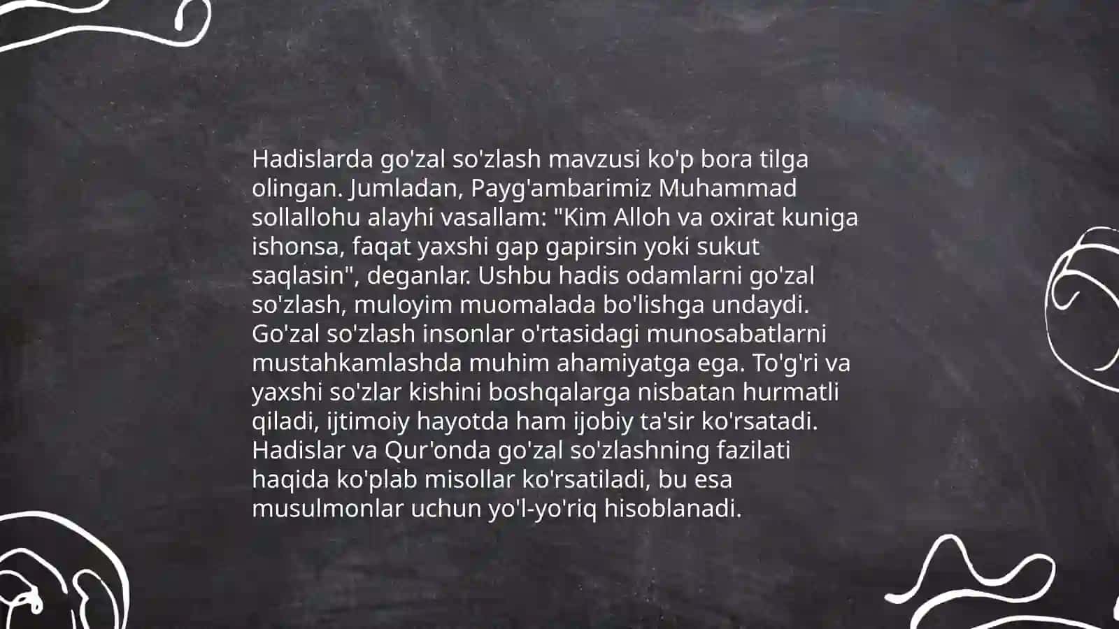 Muomala chiroyli so'zlar Qur'oni va Hadisda 4