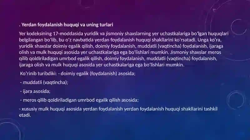 YERGAMULKCHILIK VAyerdanfoydalanishhuquqi 4