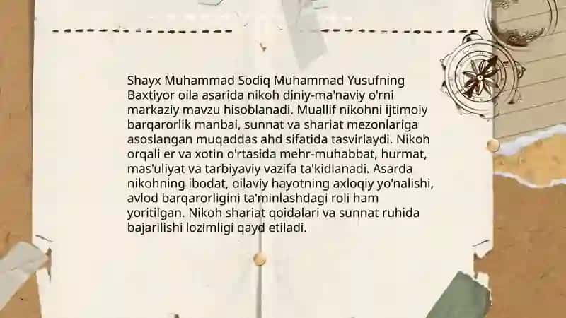 Baxtiyor oila''asaridagi islom qadriyatlarining talqini 4