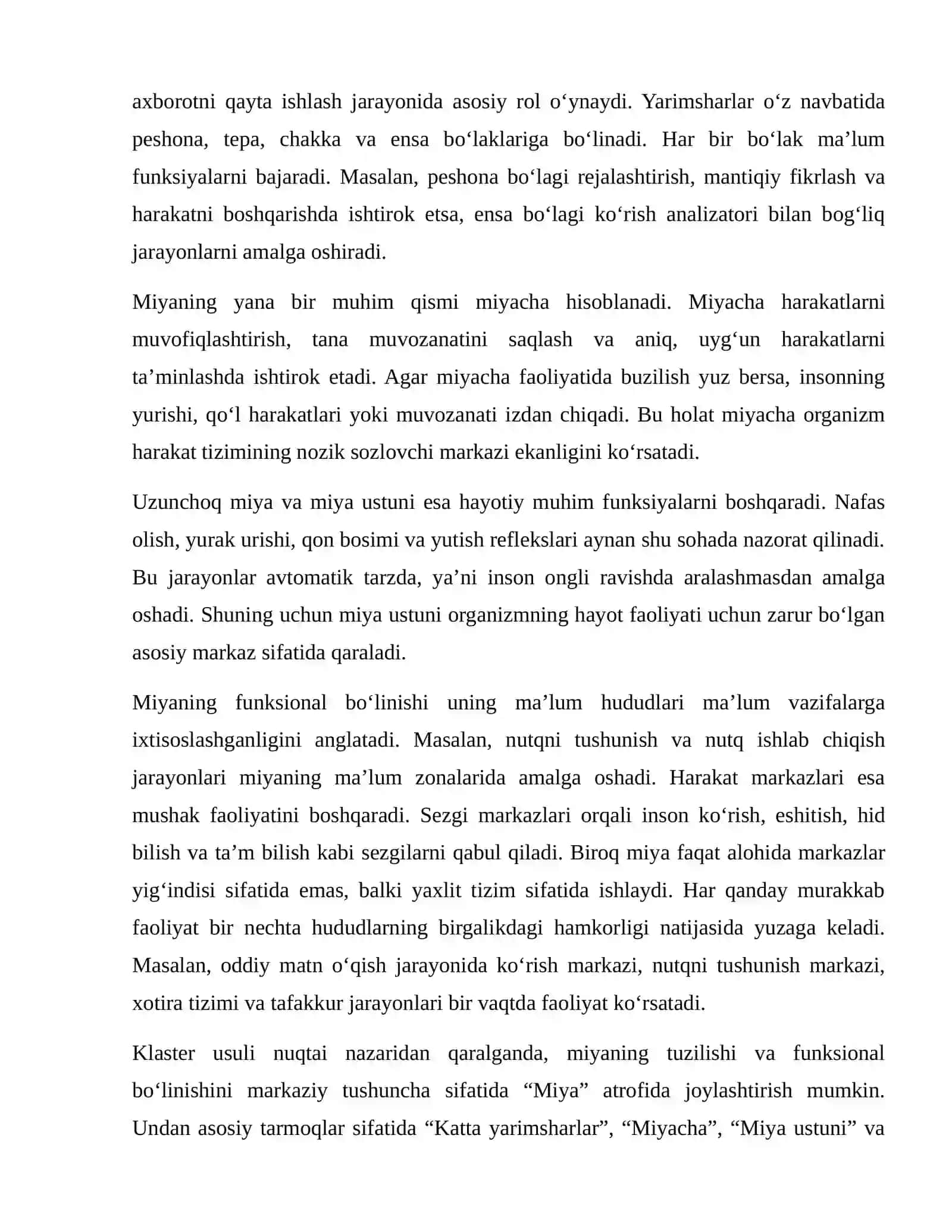 MIYANI ISHLASH TAMOYILLARI. KLASTER USULI ASOSIDA 4