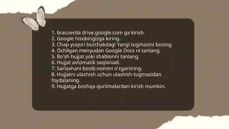 Google Docs da yangi hujjat yaratish 4