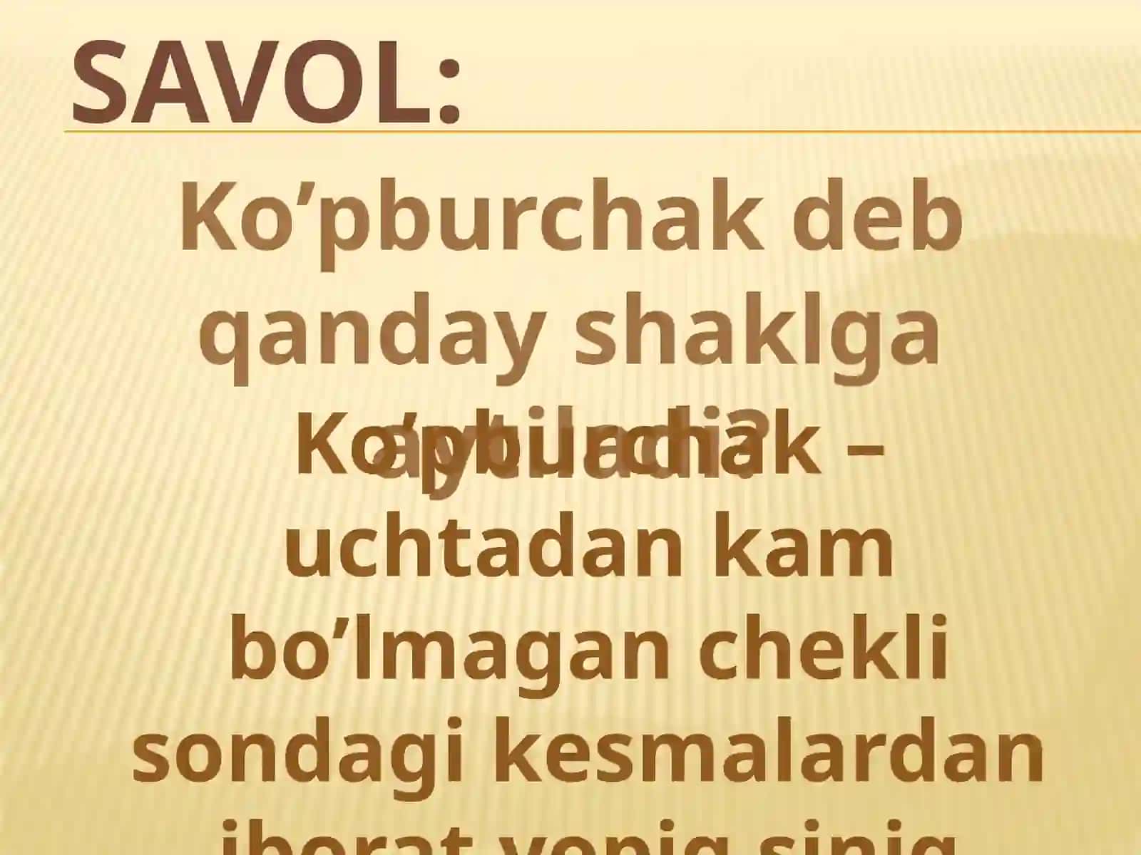 Matematika fanidan dars taqdimoti 4