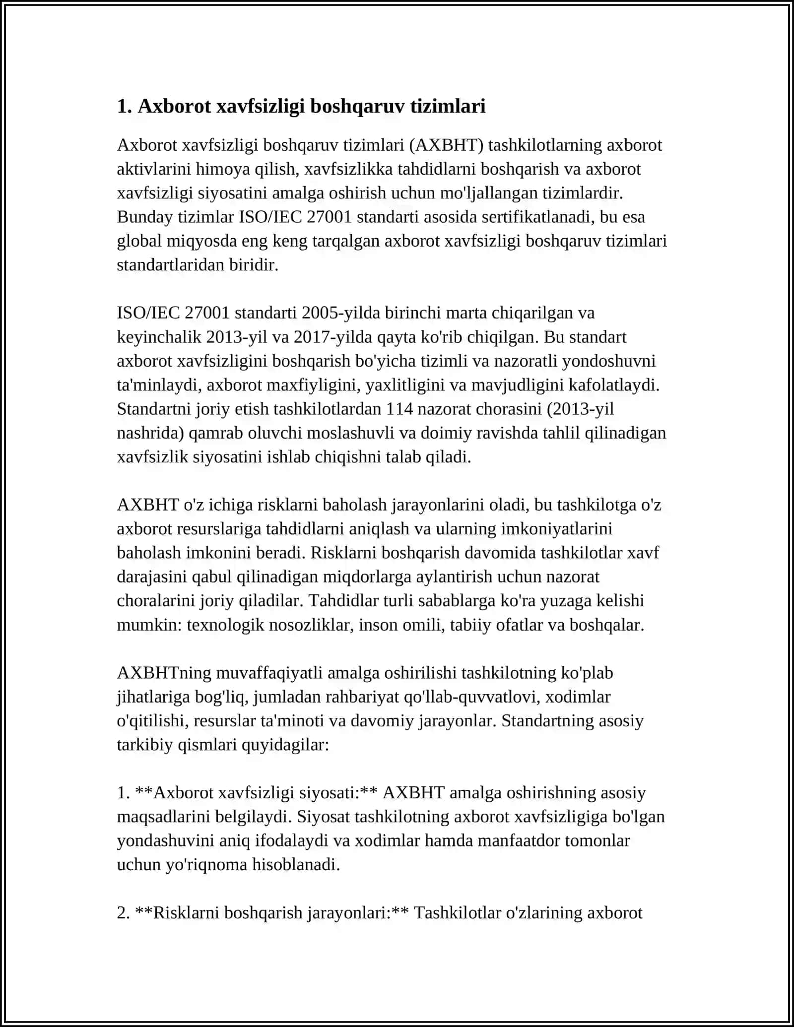 AXBOROT XAVFSIZLIGI SOHASIDAGI STANDARTLAR 4
