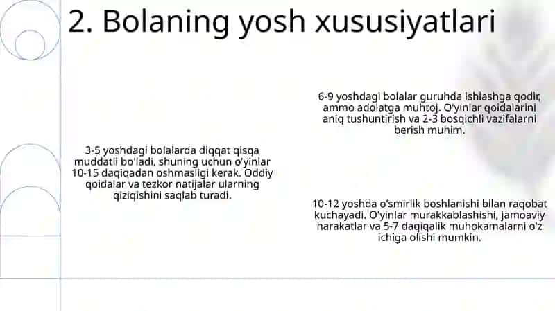 Milliy va harakatli õyinlarni bolani Yoshida mos holda tanlash va õtkazish 4