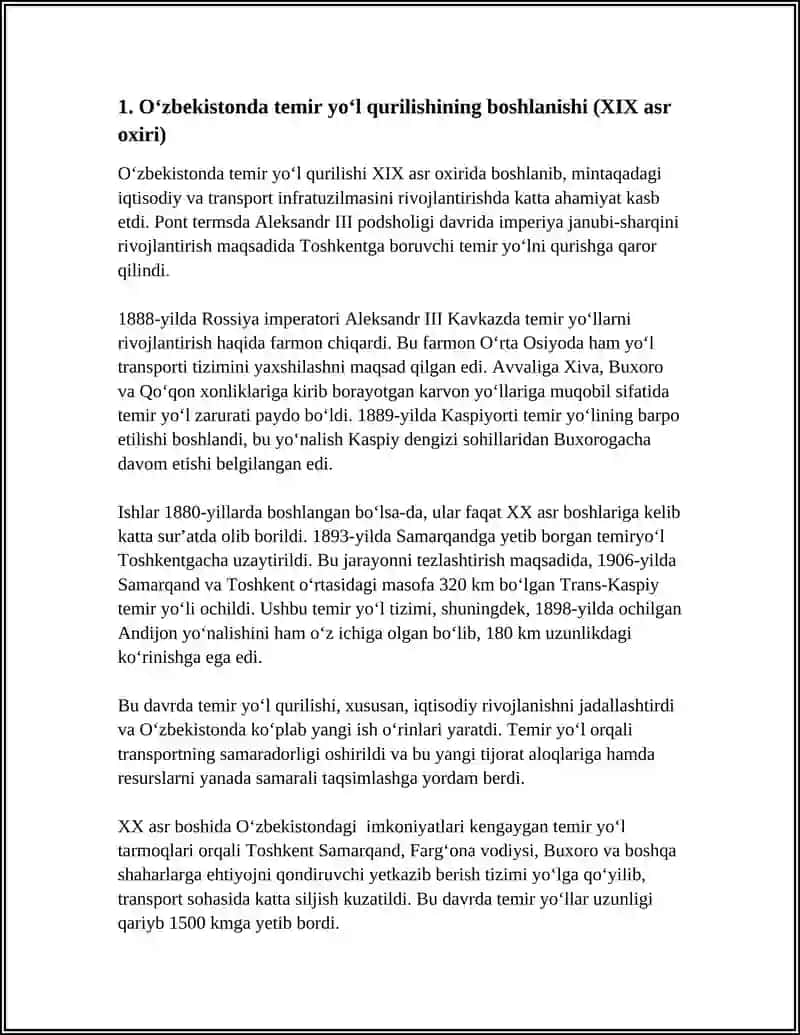 OZBEKISTON RESPUBLIKASI TEMIR YOL QURILISH TARIXI 4