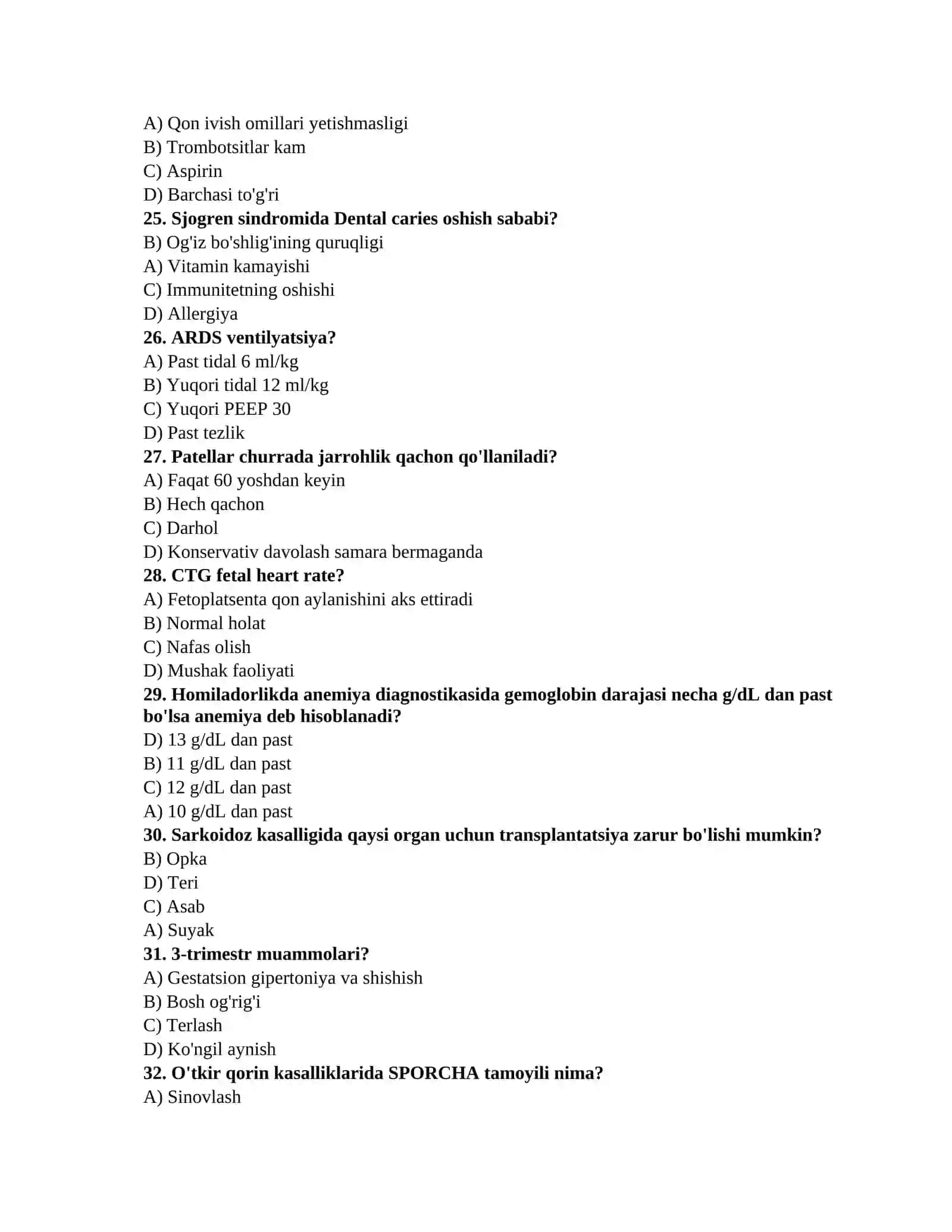Shifokorlar testi 4