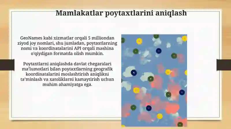 Ochiq manbalardan foydalanib dunyo xaritasini chizish va mamlakatlar poytaxtlari ni belgilash 4