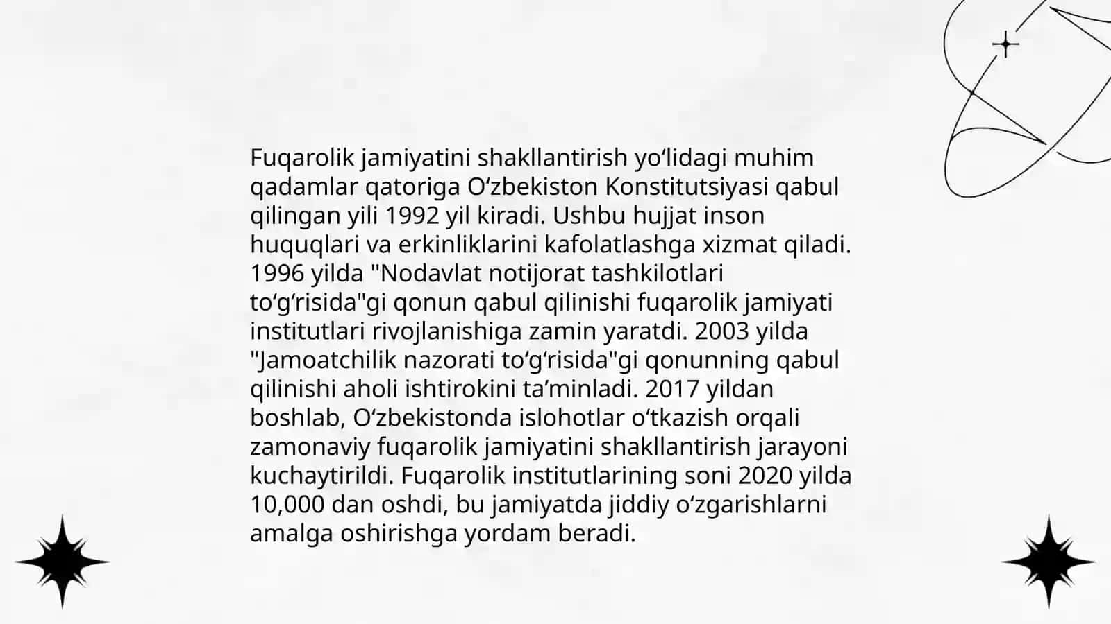 O‘zbekistonda demokratik, fuqarolik jamiyati asoslarining shakllanishi, amalga oshirilgan siyosiy islohotlar 4