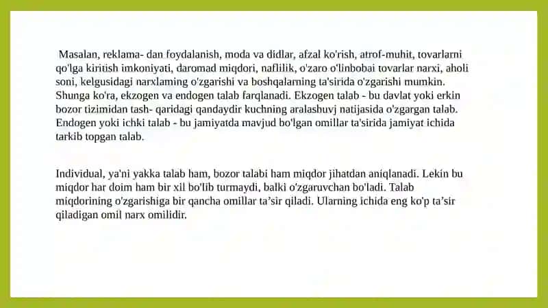 Taklif miqdoriga ta’sirqiluvchi omillar.Taklif miqdori tushunchasi 4