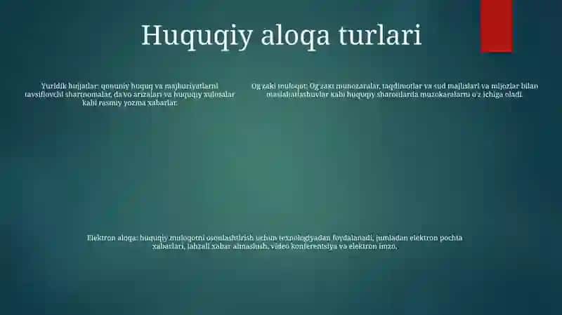 Yuridik Faoliyatda Muloqot 4