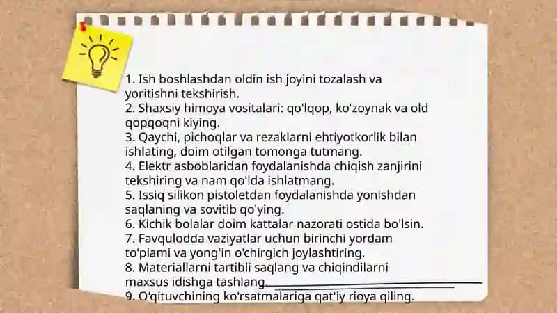 Qogʻoz va karton bilan ishlash darslarining mazmuni 4