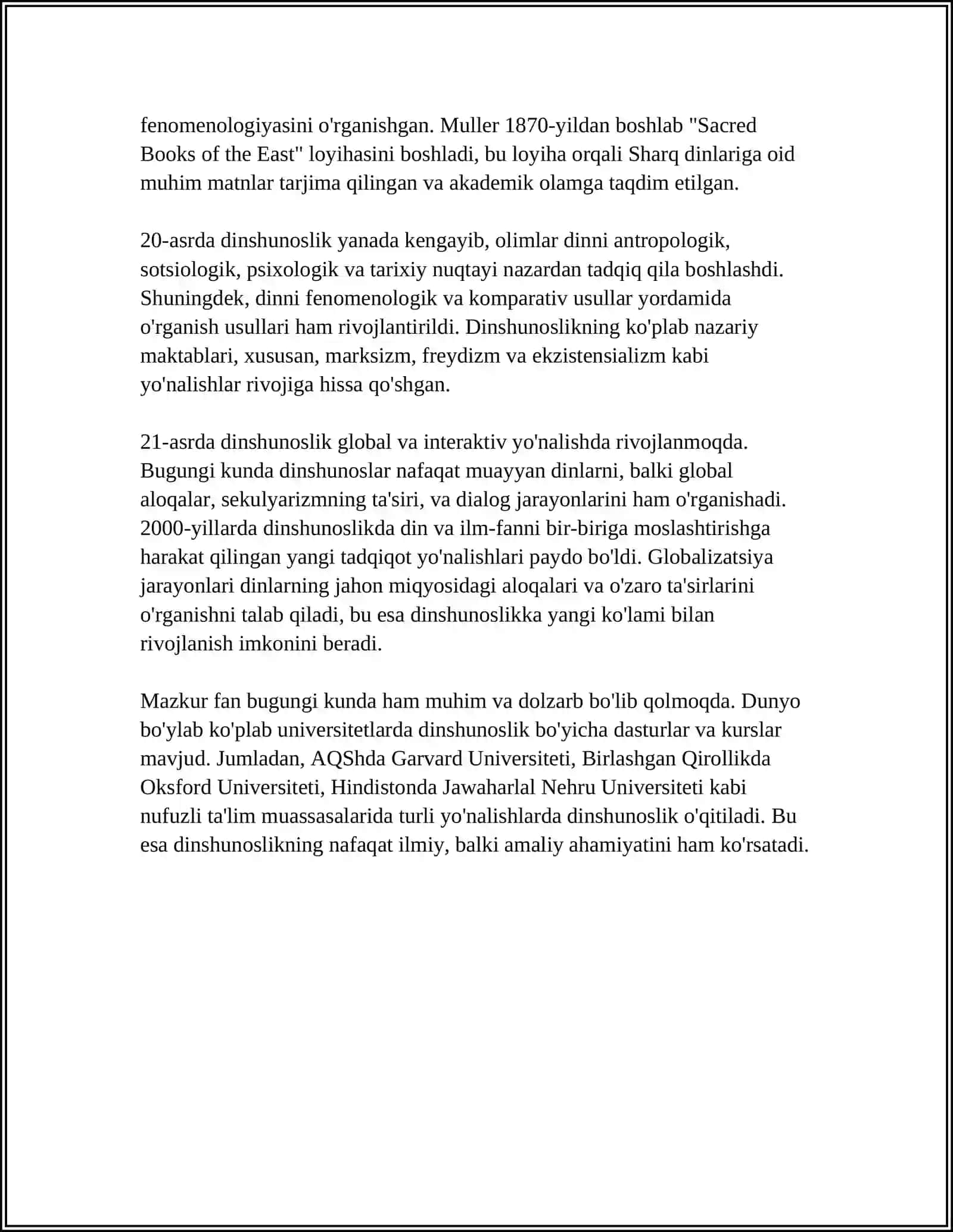 DINSHUNOSLIKNING FAN SIFATIDA SHAKLLANISHI,PREDMETI, FUNKSIYALARI, KATEGORIYALARI 4