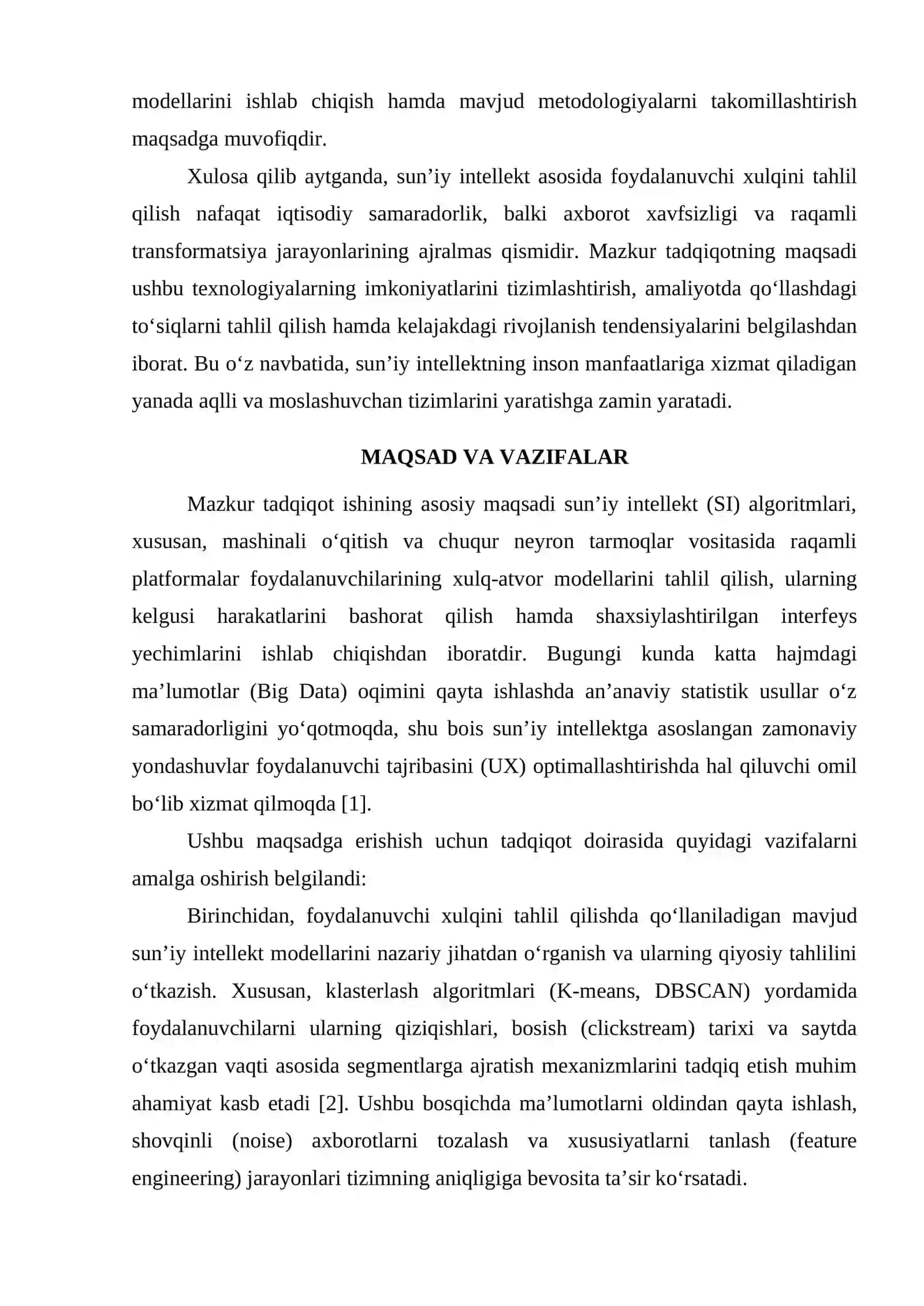 SUNIY INTELLEKT ASOSIDA FOYDALANUVCHI XULQINI TAHLIL QILISH 4