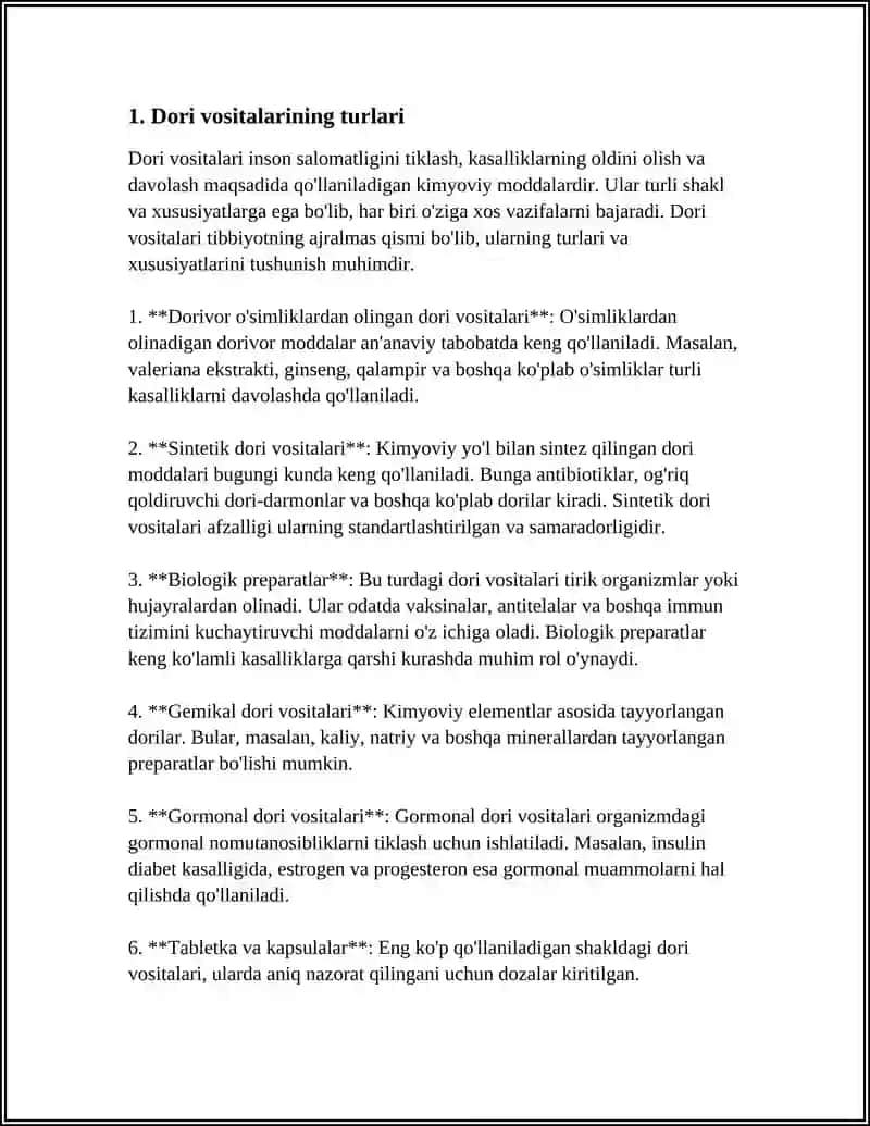 Dori Vositalari Aylanmasida Formasevtik Terminologiya 4