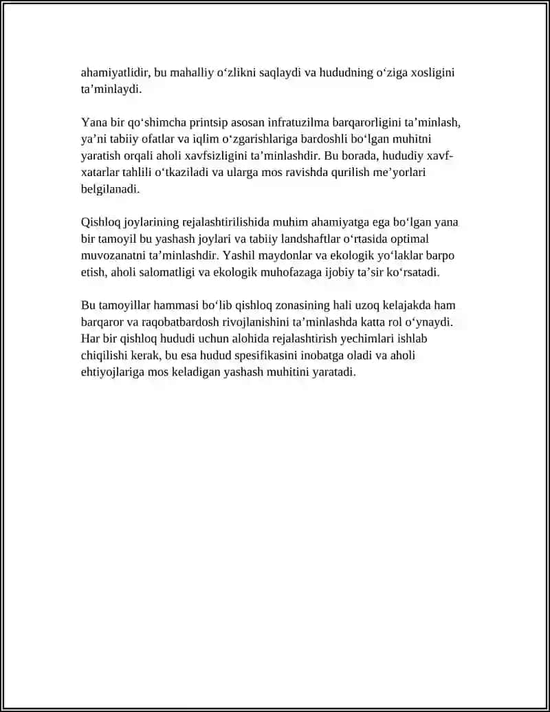 QISHLOQ FUQAROLAR YIGʻINI AHOLI YASHAYDIGAN QISMI ARXITEKTURASI VA REJALASHTIRISH YECHIMLARI 4