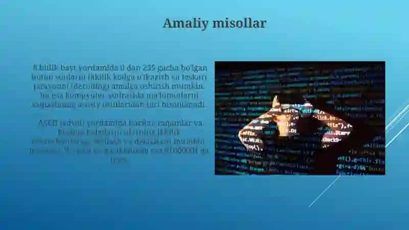 Ma'lumotlarni ikkilik sanoq sestimasida kodlash va dekodlash 4