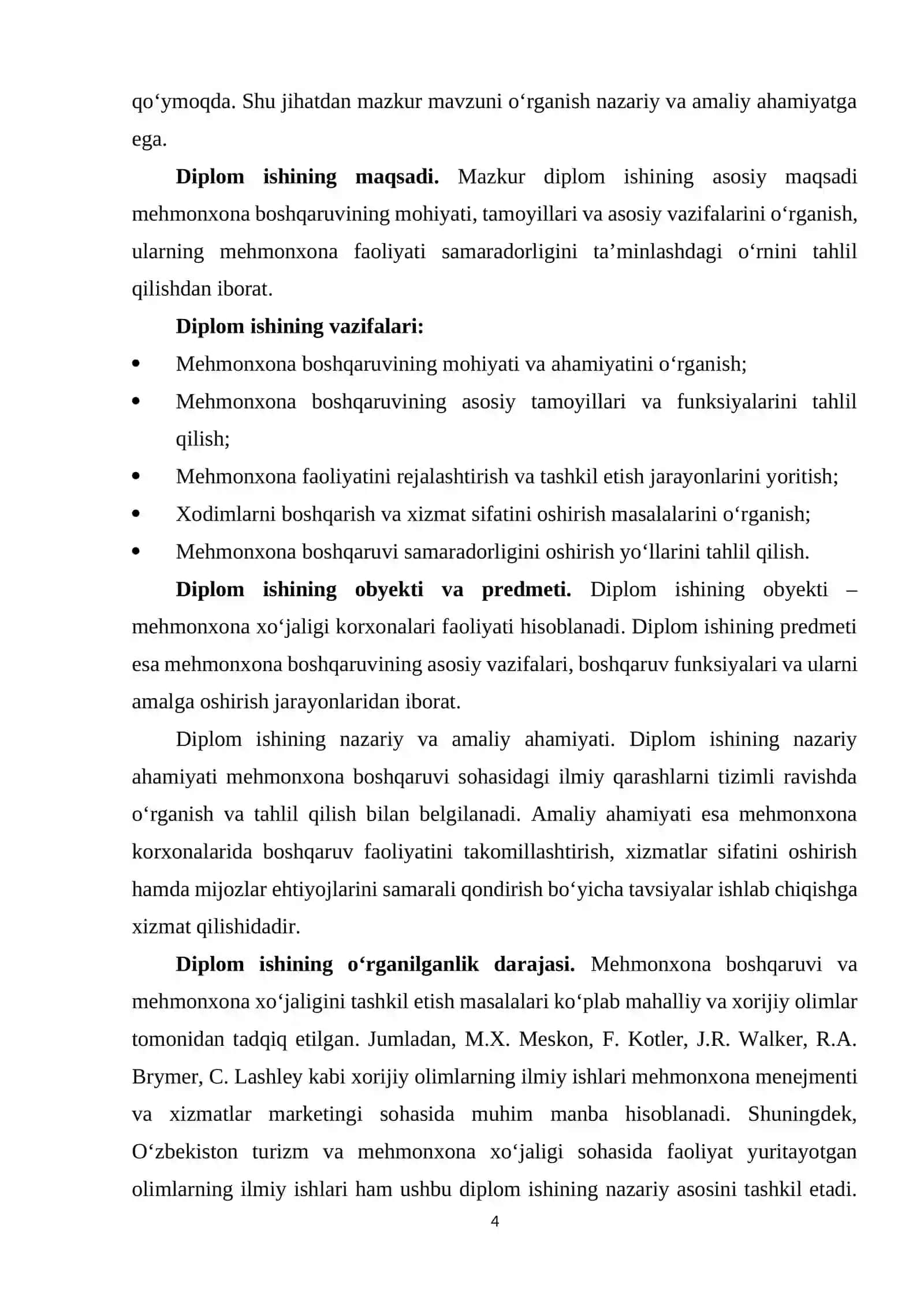 Mehmonxona boshqaruvining asosiy vazifalari 4