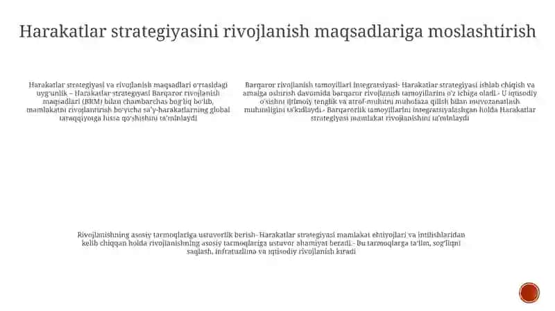 Harakatlar Strategiyasidan - Taraqqiyot Strategiyasi Sari 4