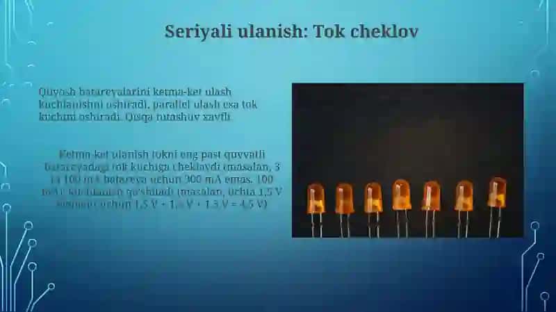 Fotoelektrik batareyalarni ketma ket va parallel ulash 4