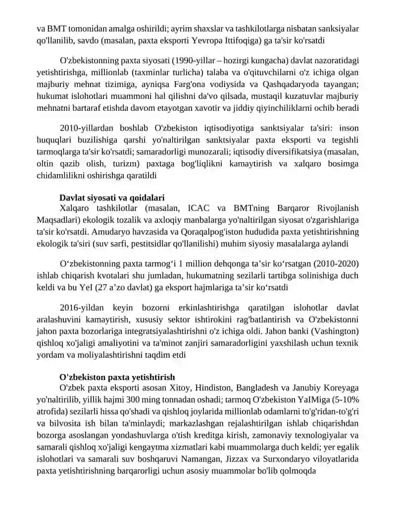 O'zbekiston paxta siyosati 4