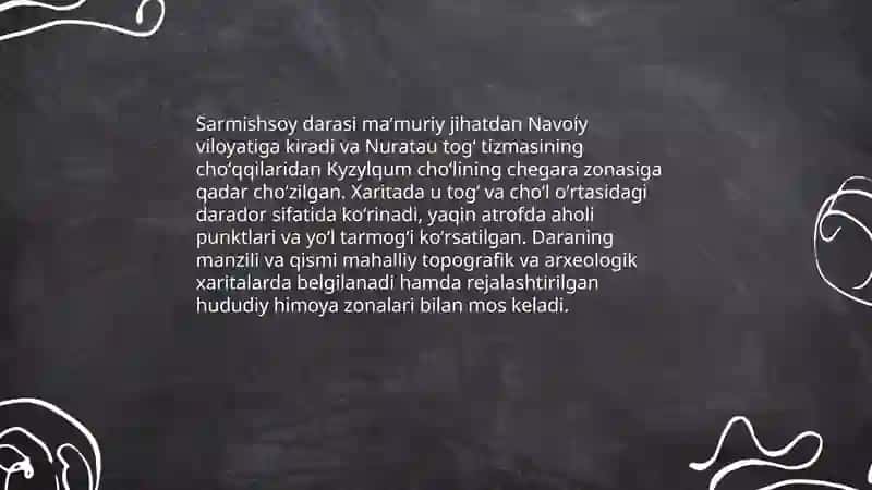 Sarmishsoy darasi haqida maʼlumot bering 4