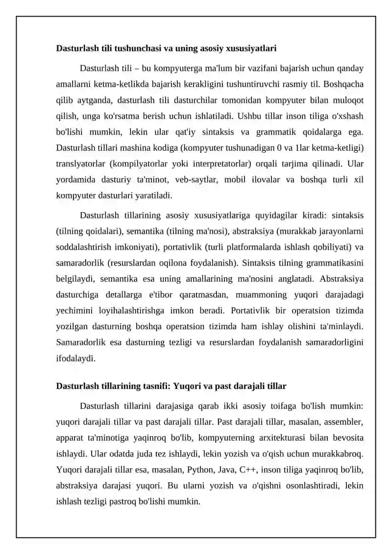 Dasturlash tillarini haqida umumiy ma’lumot 4