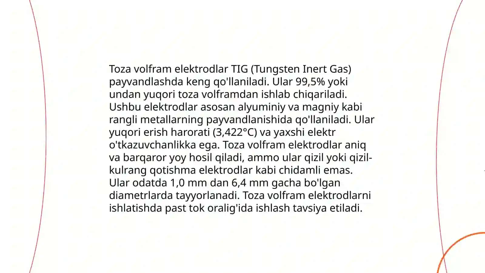 Volfram elektrodining turlari va shakllanishi 4