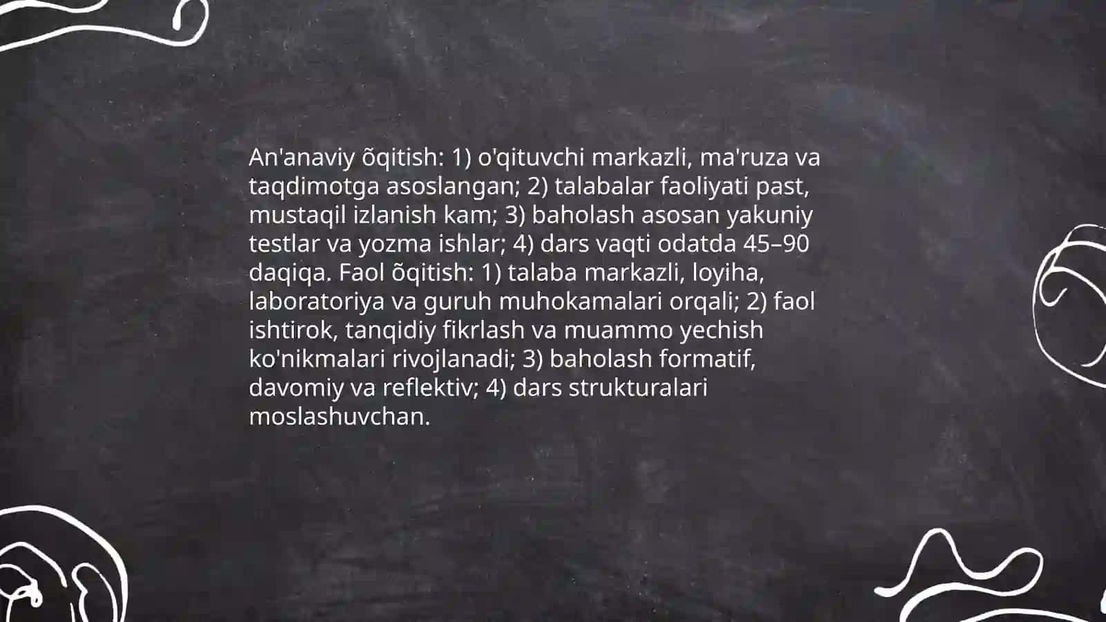 Astronomiya õqitish metodlari va ularni sinflarga ajratish. Astronomiya õqitish prinsiplari,astronomiya õqitish texnologiyalari 4
