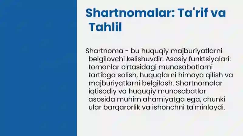Shartnomalar va ularining turlari 4